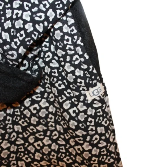NWT UGG WOMEN'S DUFFIELD II LEOPARD BLACK GRAY ROBE L